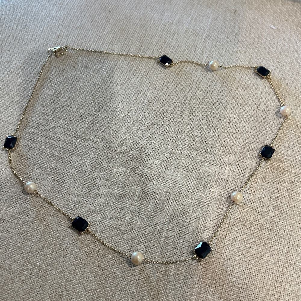 Kate Spade Elegant Gold and Navy Necklace with Pearls